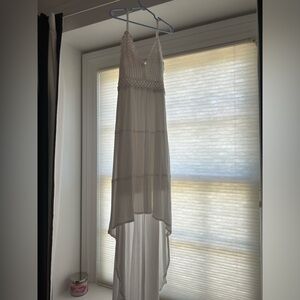 white flowy dress shorter in front